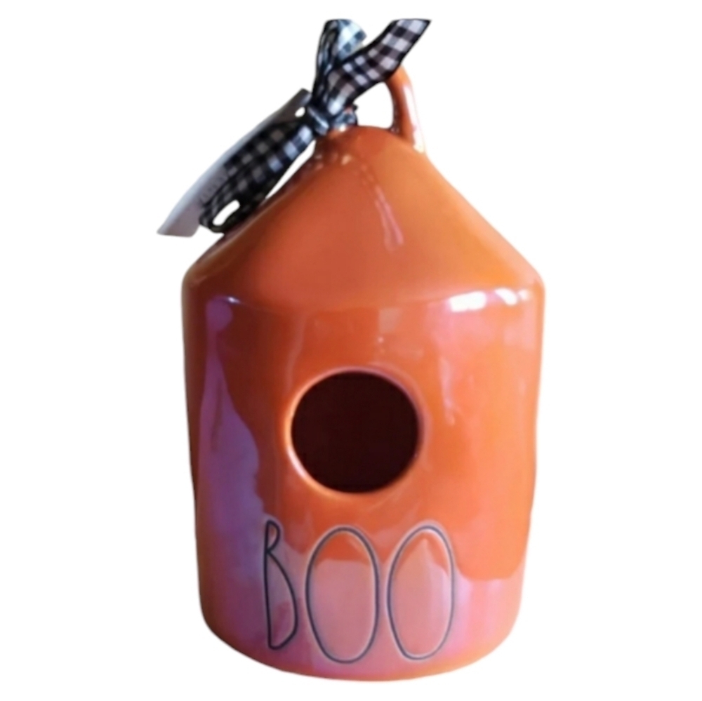 Rae Dunn BOO IRIDESCENT Orange Black Birdhouse Halloween New Butterfly Findings